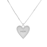 Sterling Silver Heart Mom Pendant Necklace, 18"