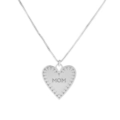 Sterling Silver Heart Mom Pendant Necklace, 18"