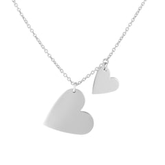 Collar con dijes de corazón de plata de ley, joyería fina de diseño de 18" para hombres y mujeres