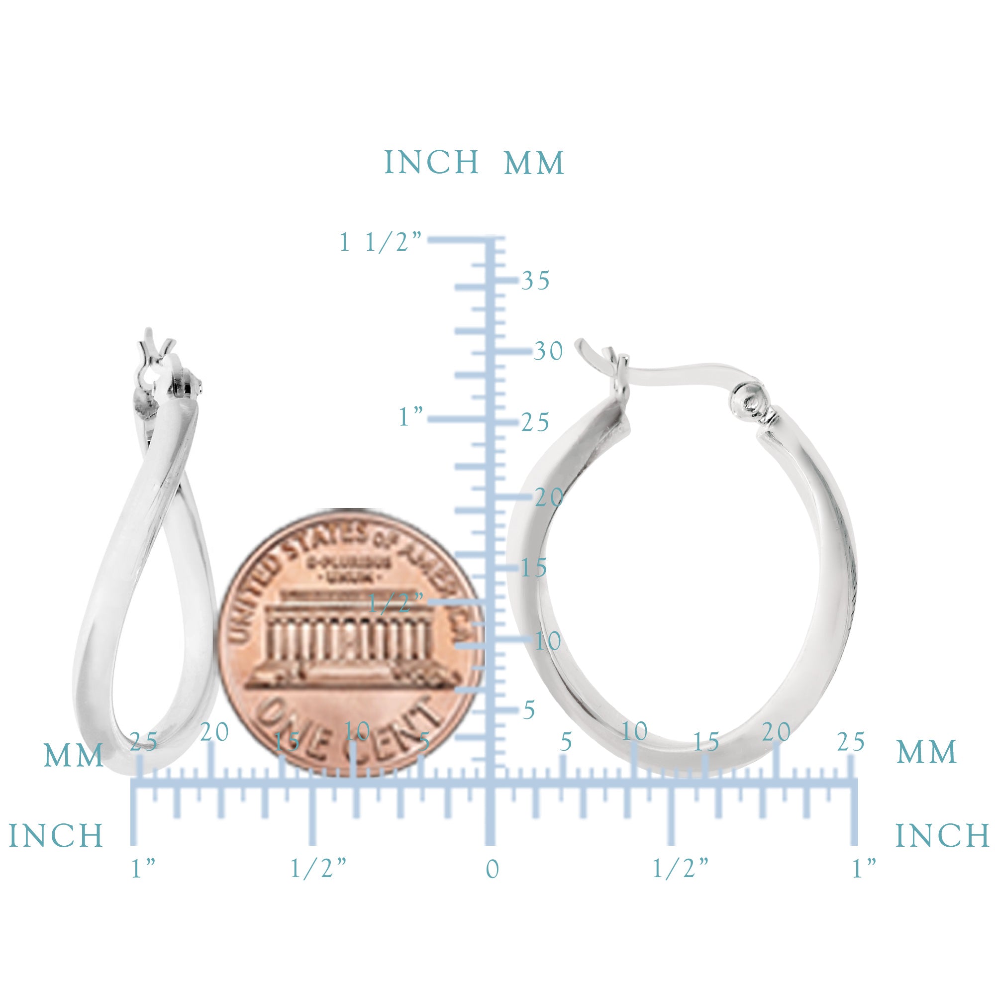 Orecchini a cerchio ovali ondulati in argento sterling placcato rodio, diametro 25 mm, gioielli di design per uomini e donne