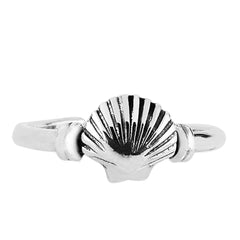 Anello da punta regolabile in stile polsino con conchiglia in argento sterling, gioielli di design per uomini e donne