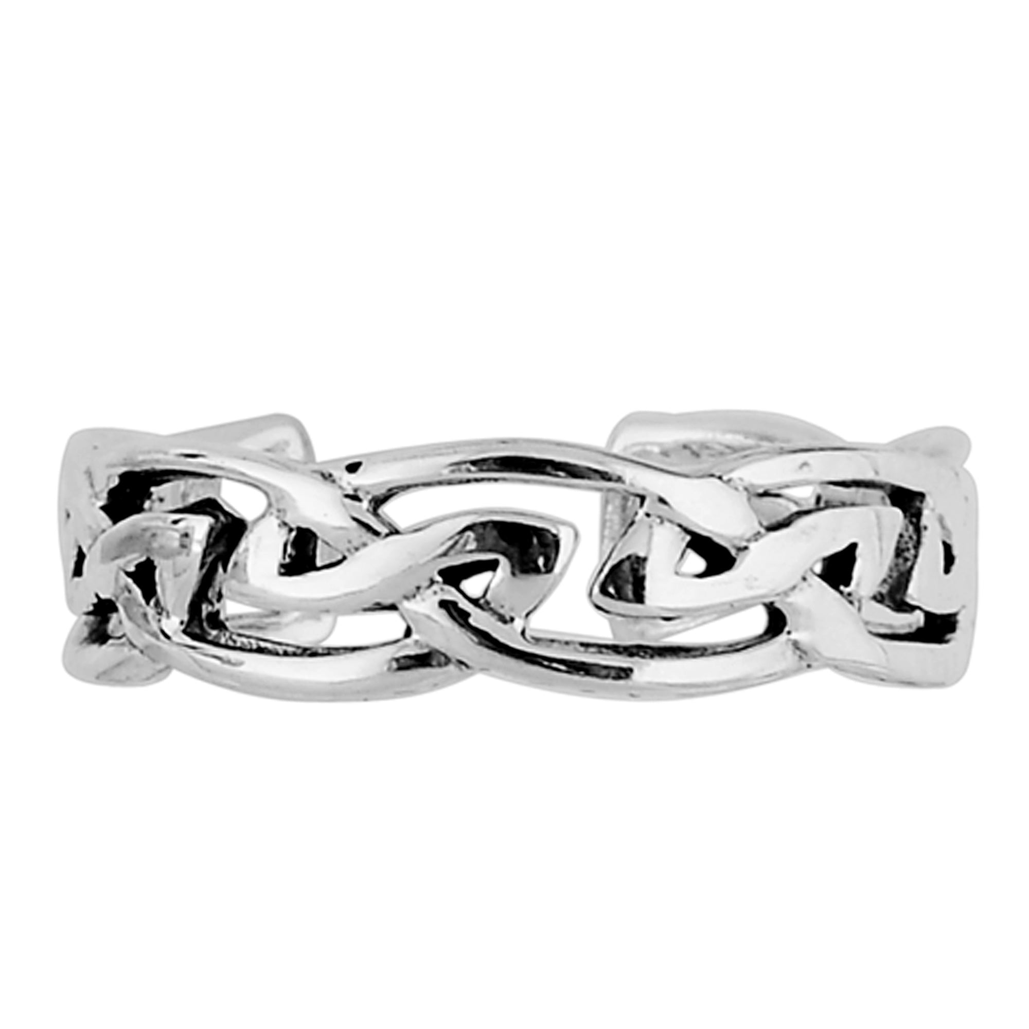 Anello per dita regolabile in stile polsino con nodo Trinity in argento sterling, gioielli di design per uomini e donne