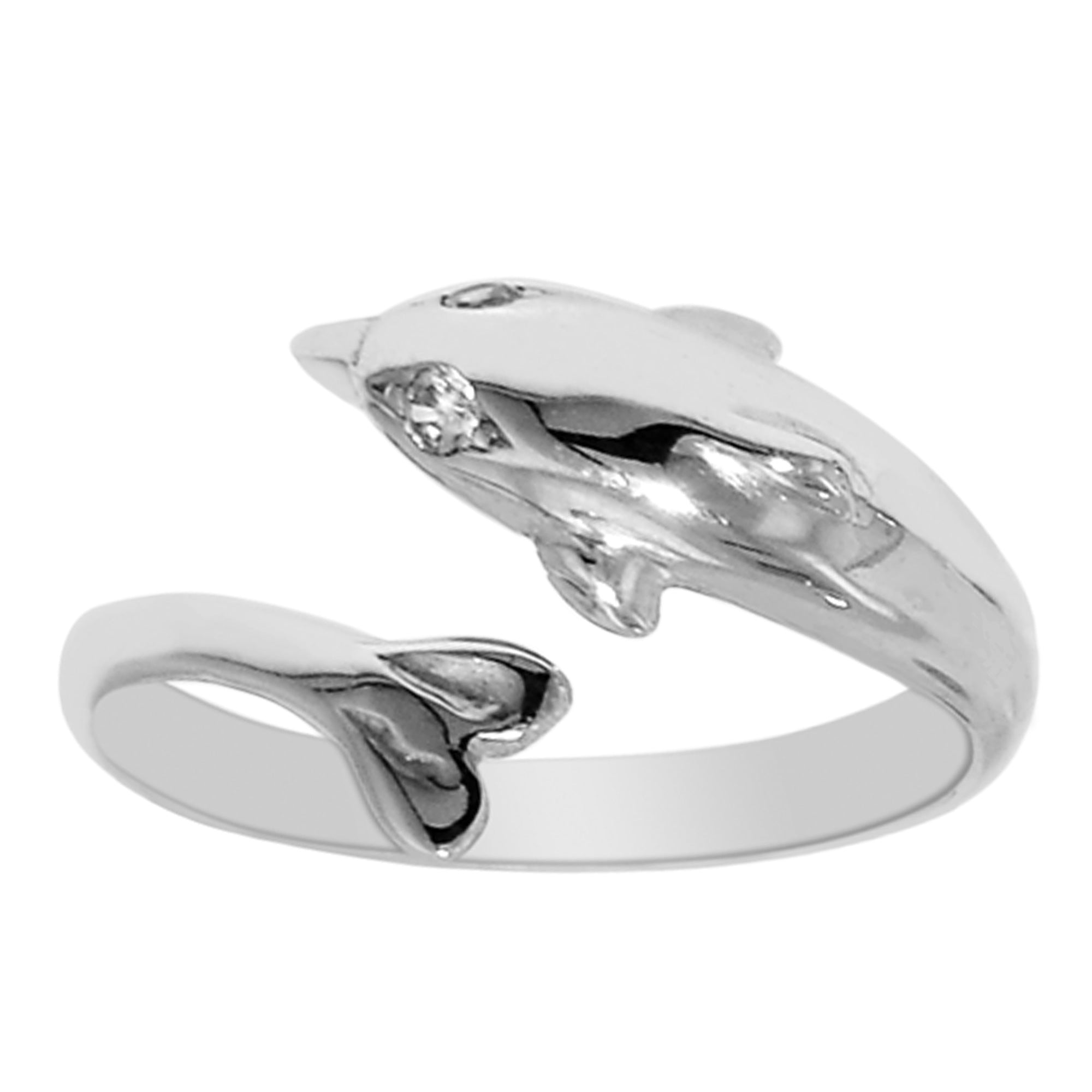 Sterling Silver Dolphin Bypass Style Adjustable Toe Ring