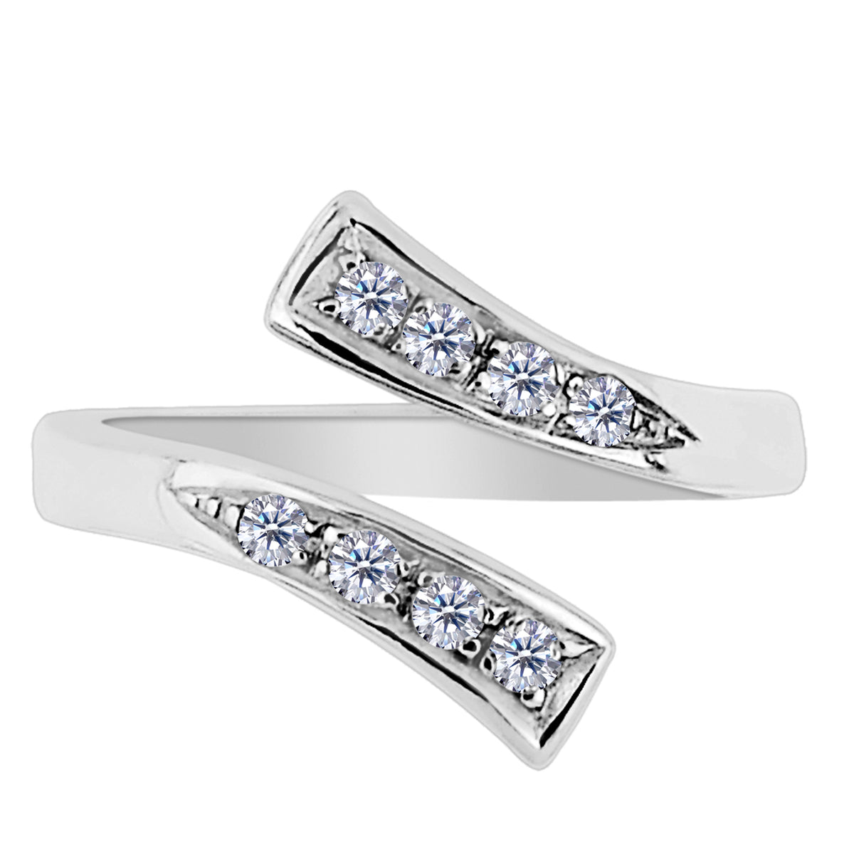 Extremos divididos de plata esterlina con anillo de dedo del pie ajustable estilo CZ By Pass, joyería de diseño fino para hombres y mujeres