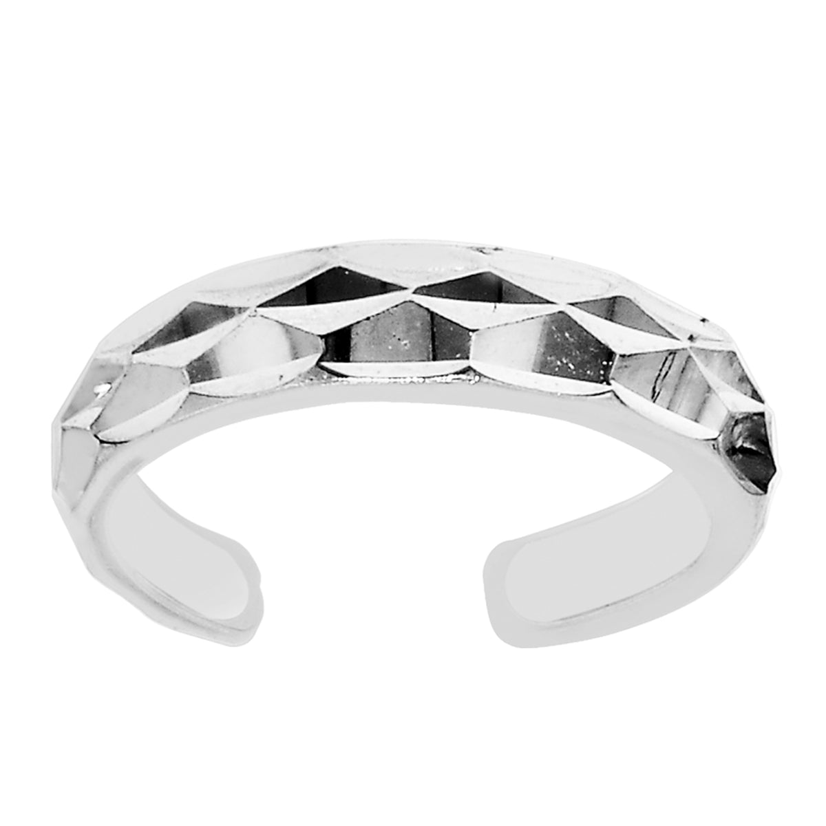 Sterling Silver Diamond Cut Cuff Style Adjustable Toe Ring fine designer jewelry for men and women