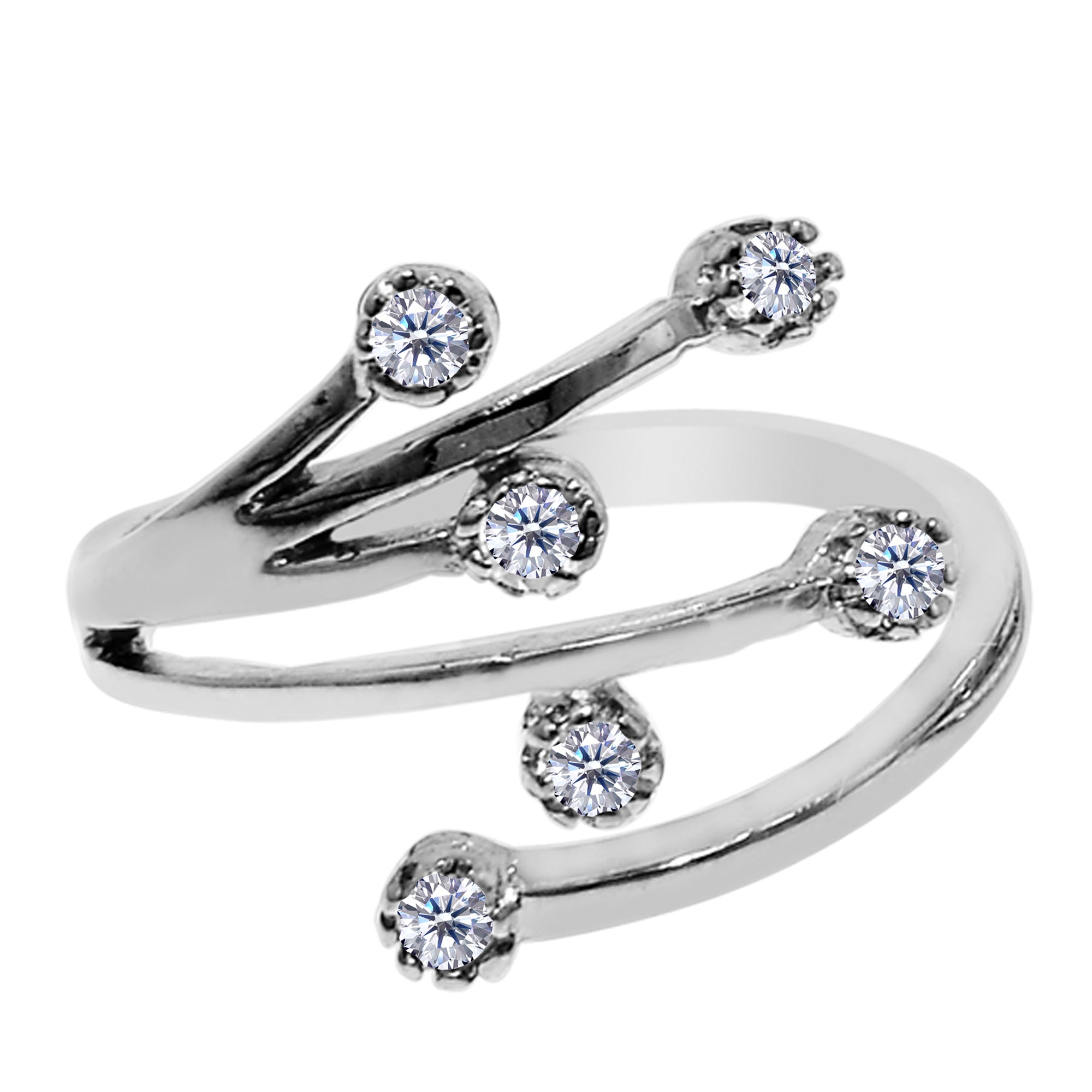 Flor de estrella de plata esterlina con anillo de dedo del pie ajustable estilo CZ By Pass joyería de diseño fino para hombres y mujeres