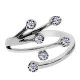 Sterling Silver Star Flower With CZ By Pass Style Adjustable Toe Ring