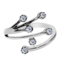 Sterling Silver Star Flower With CZ By Pass Style Adjustable Toe Ring fine designer jewelry for men and women
