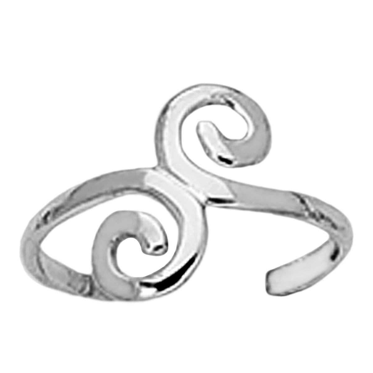 Sterling sølv Swirl Design Cuff Style Justerbar Toe Ring fine designer smykker for menn og kvinner