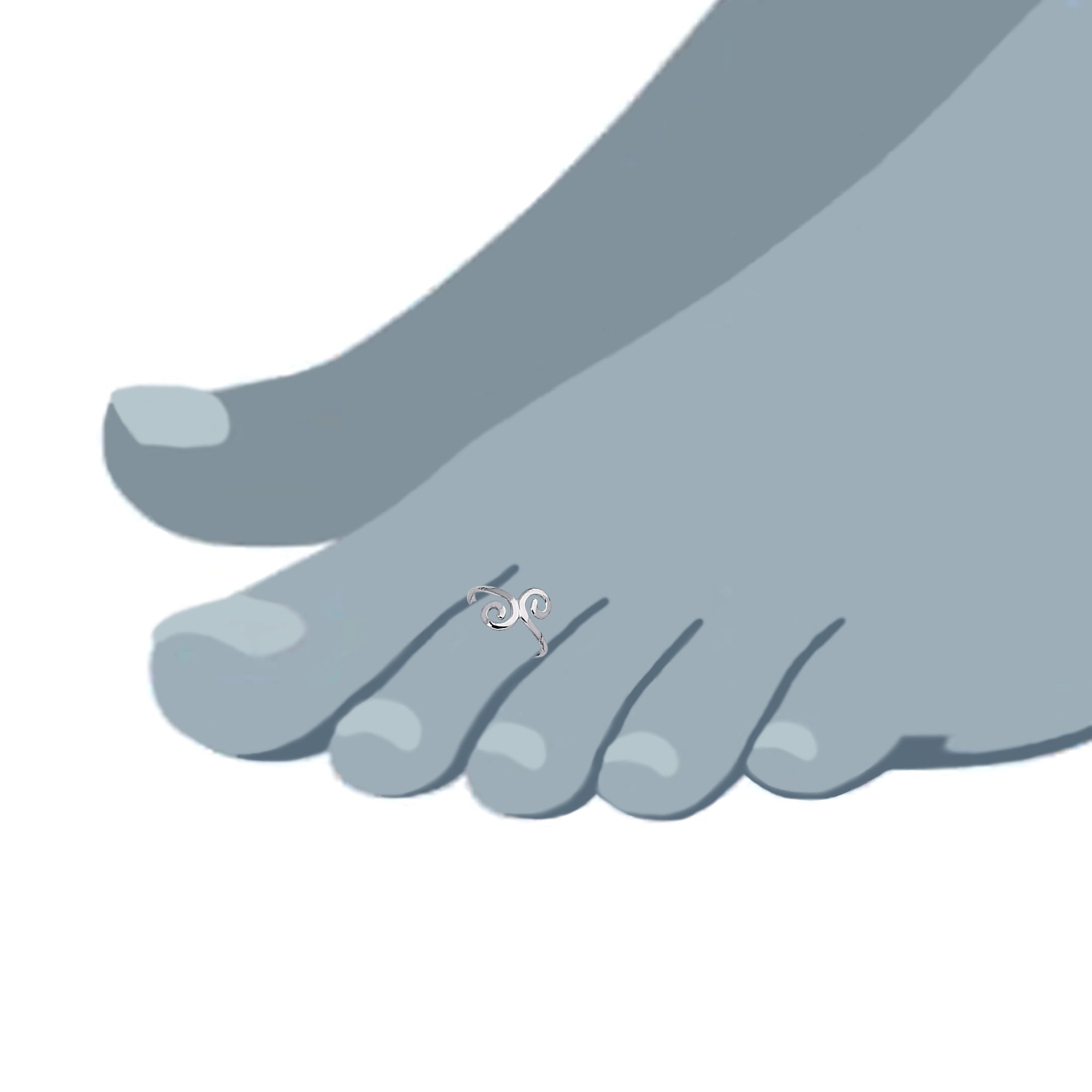 Anillo ajustable para el dedo del pie con diseño de remolino en plata de ley, joyería fina de diseño para hombres y mujeres