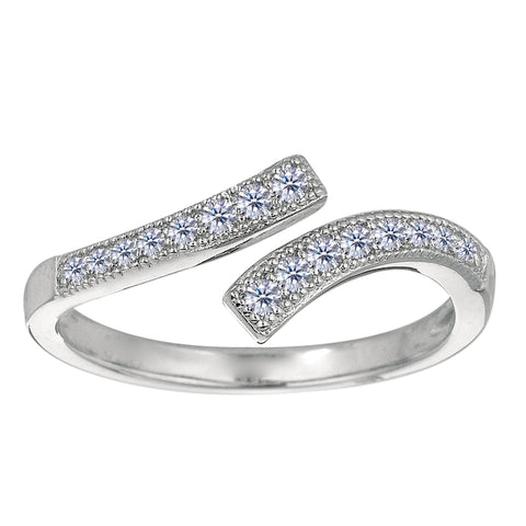 Sterling Silver Micropave With CZ By Pass Style Adjustable Toe Ring