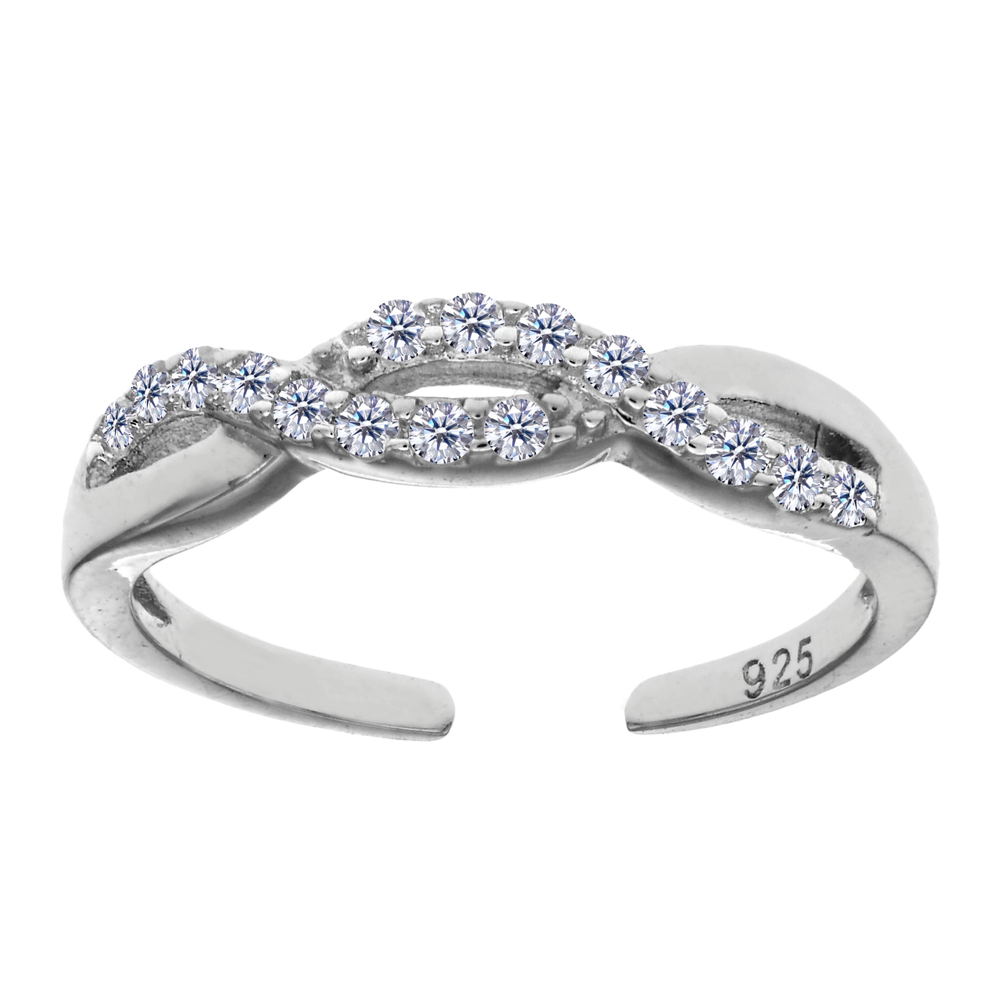 Sterling Silver Crossover Infinity With CZ Cuff Style Adjustable Toe Ring fine designer jewelry for men and women