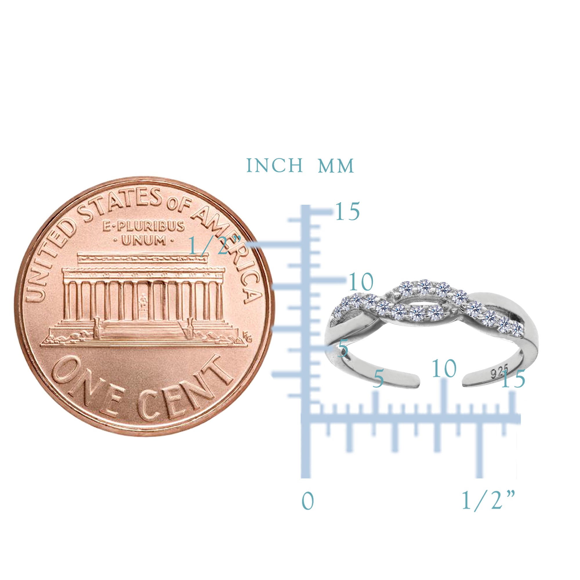 Sterling Silver Crossover Infinity With CZ Cuff Style Adjustable Toe Ring fine designer jewelry for men and women