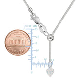 Sterling Silver Rhodium Plated Sliding Adjustable Snake Chain Necklace, Width 1.2mm, 22"