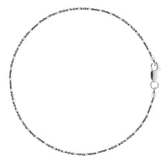 Bracelet de cheville en chaîne de style baril noir et blanc en argent sterling, bijoux de créateurs fins pour hommes et femmes