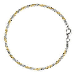 White And Yellow Sparkle Style Chain Anklet In Sterling Silver fine designer jewelry for men and women