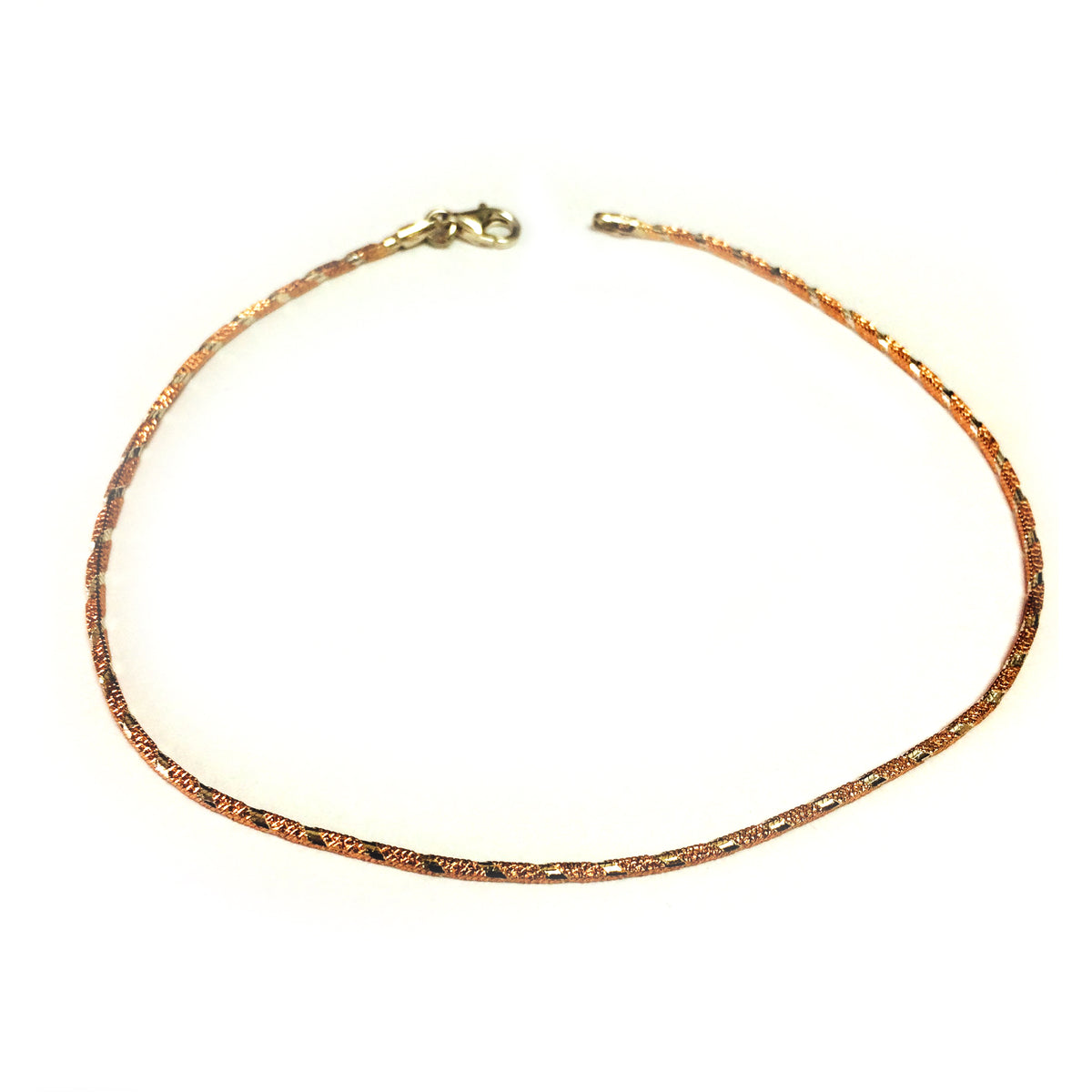 Pink And White Diamond Cut Anklet In Sterling Silver, 10"