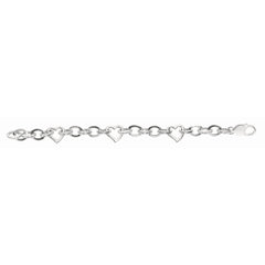 Pulsera de plata de ley con eslabones ovalados y corazones para mujer, joyería fina de diseño de 7,5" para hombres y mujeres