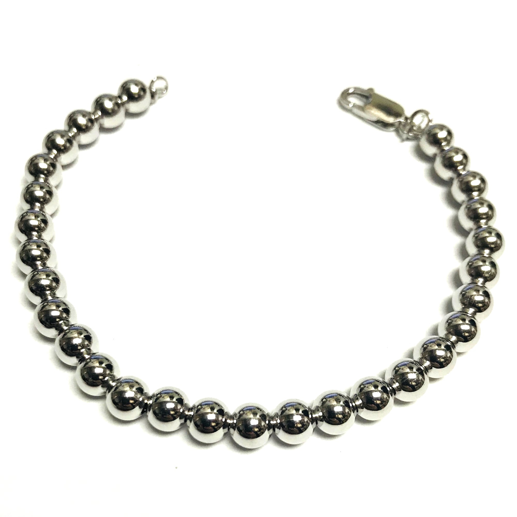 Sterling Silver Bead Damarmband, 7,5" fina designersmycken för män och kvinnor