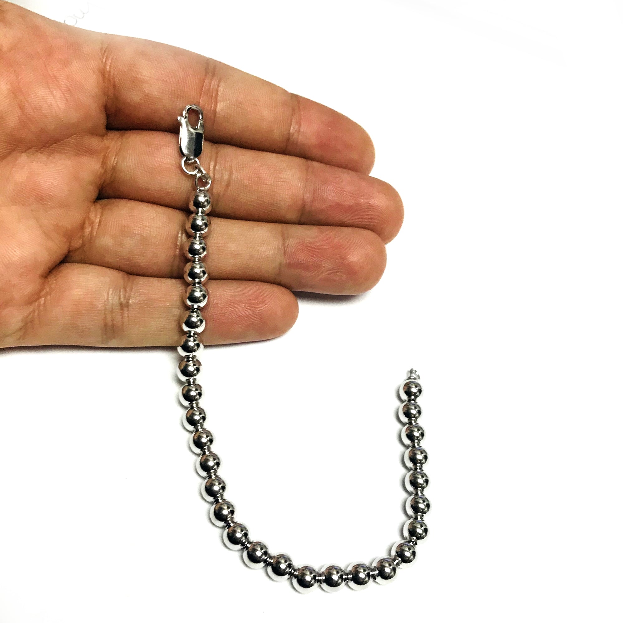 Pulsera de cuentas de plata de ley para mujer, joyería fina de diseño de 7,5" para hombres y mujeres