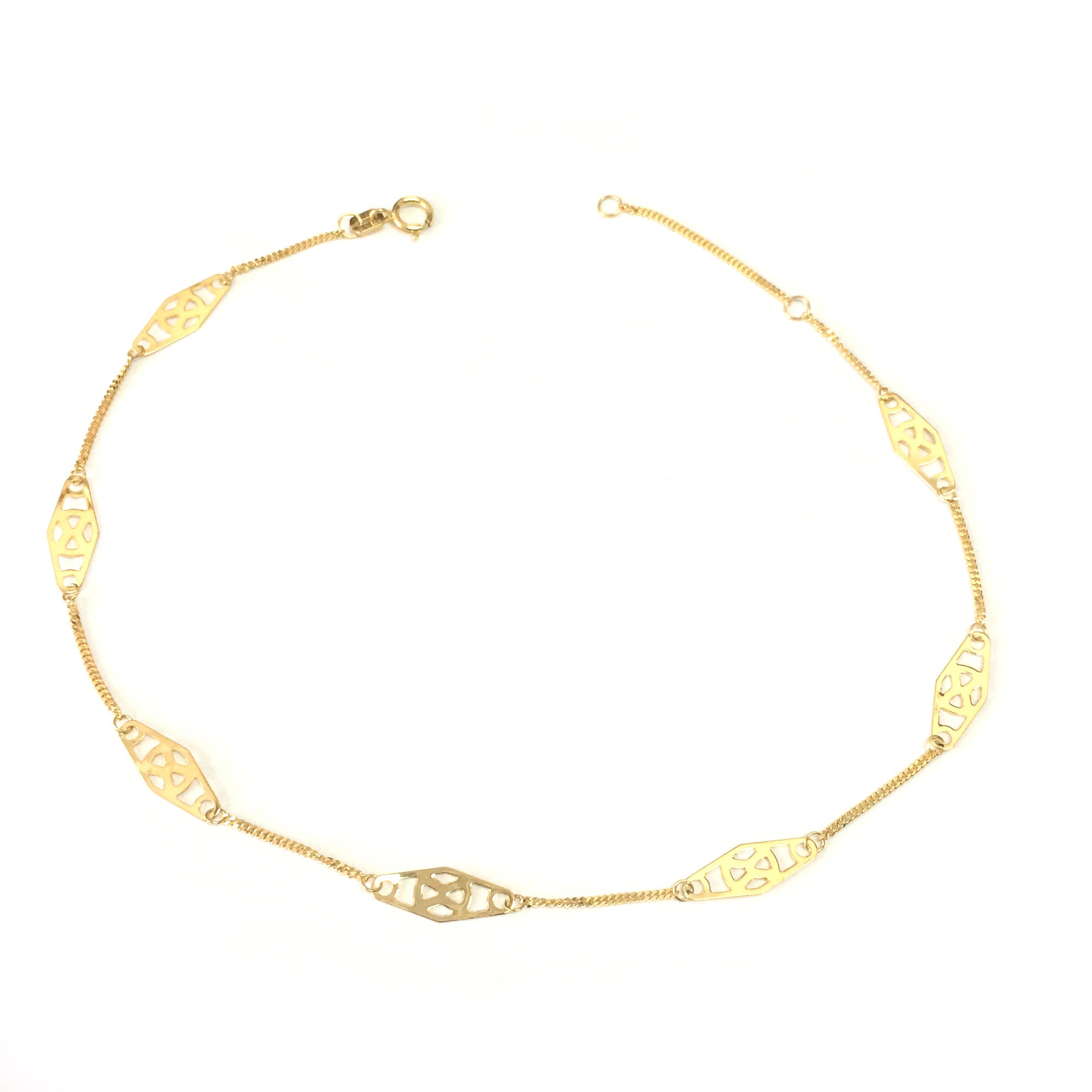 Bracelet de cheville fantaisie à barre torsadée en or jaune 14 carats, bijoux de créateurs fins de 10 pouces pour hommes et femmes