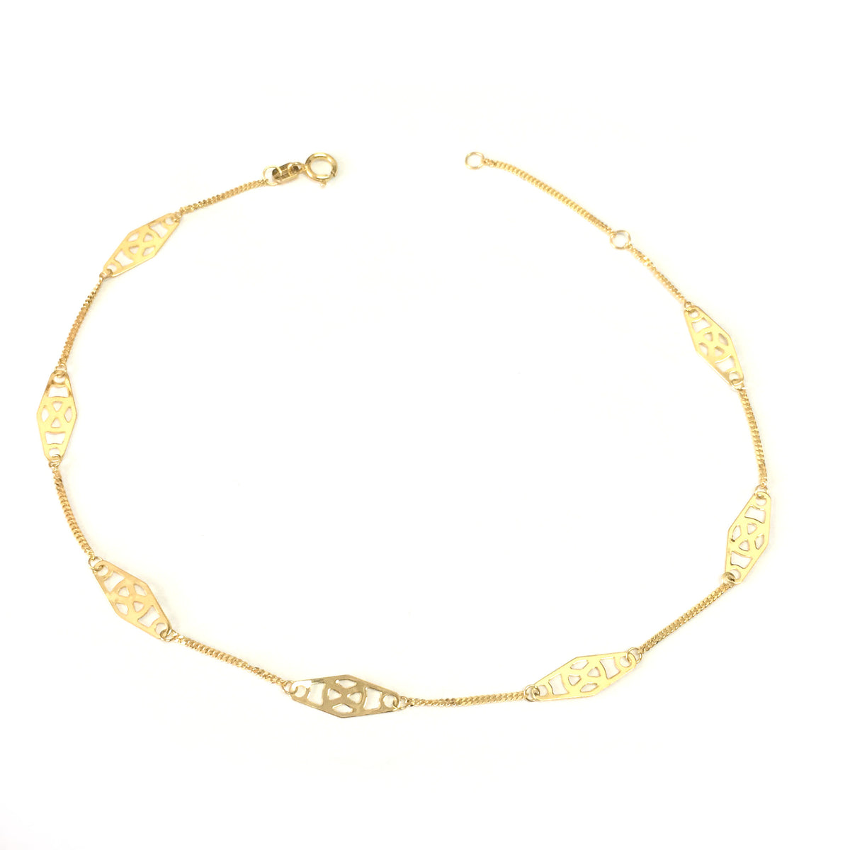 14K Gul Guld Twisted Bar Fancy Anklet, 10" fine designersmykker til mænd og kvinder