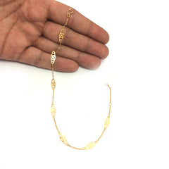 Bracelet de cheville fantaisie à barre torsadée en or jaune 14 carats, bijoux de créateurs fins de 10 pouces pour hommes et femmes