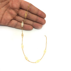 14K Gul Guld Twisted Bar Fancy Anklet, 10" fine designersmykker til mænd og kvinder