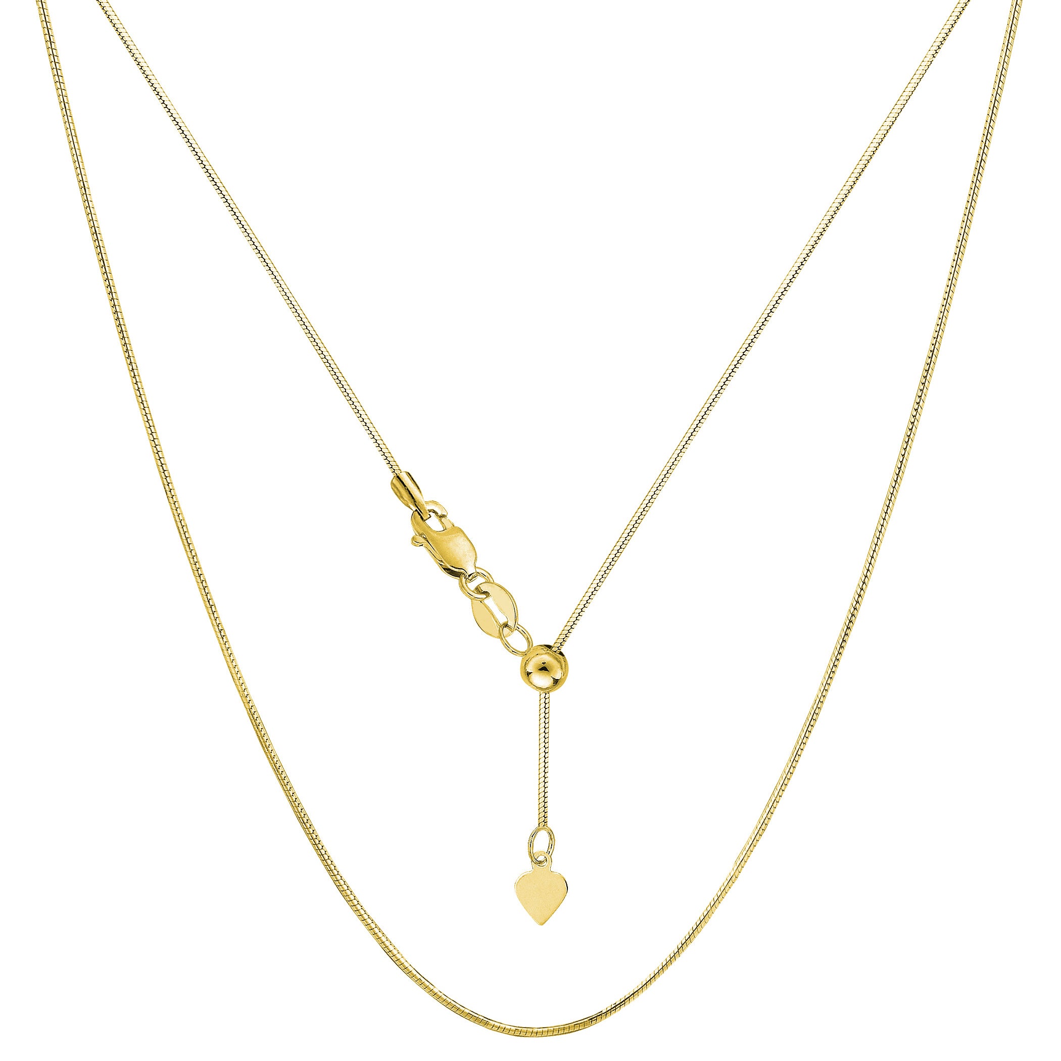 Collana a catena a serpente ottagonale regolabile in oro giallo 14k, 0,85 mm, 22" gioielli di design per uomini e donne