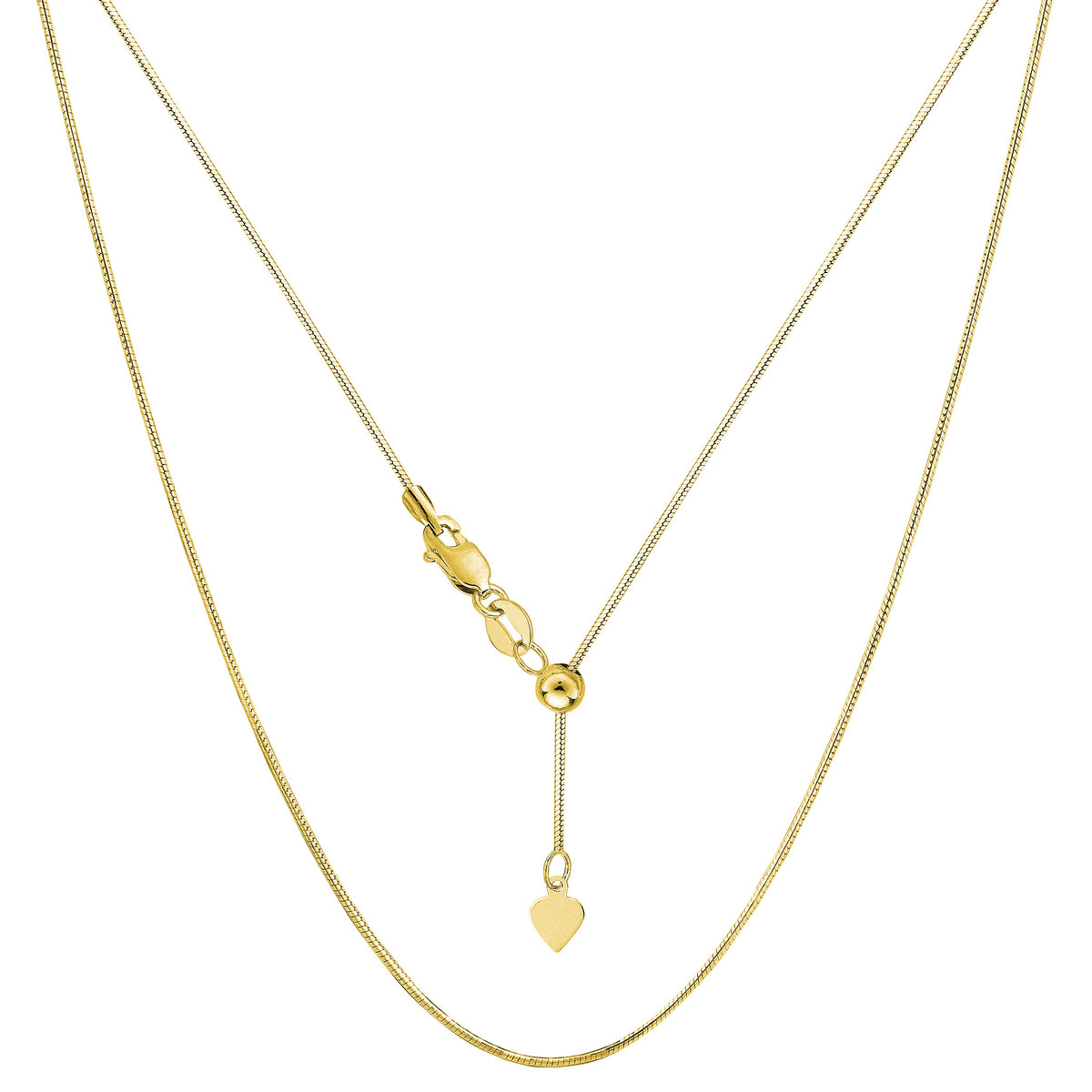 14k Yellow Gold Adjustable Octagonal Snake Chain Necklace, 0.85mm, 22"
