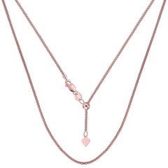 14k Rose Gold Justerbart Popcorn Link Chain Halsband, 1,3 mm, 22" fina designersmycken för män och kvinnor