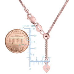 Collana a catena a maglie popcorn regolabile in oro rosa 14k, 1,3 mm, 22" gioielli di design per uomini e donne