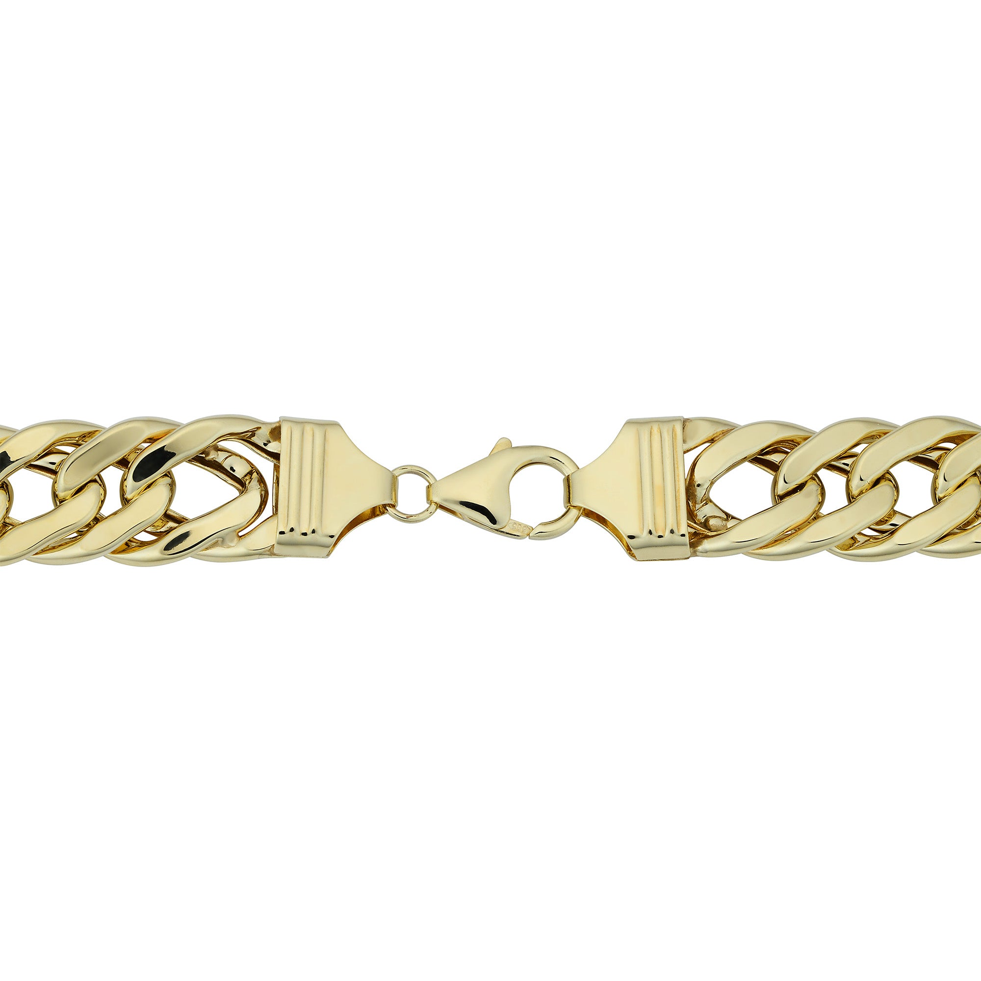 Halvsolid kantstenskædearmbånd i 14 karat gult guld, 7,5" fine designersmykker til mænd og kvinder