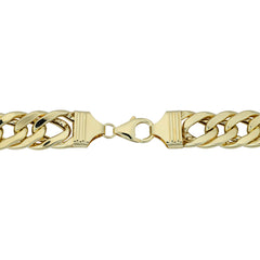 14k Yellow Gold Semi Solid Curb Chain Bracelet, 7.5" fine designer jewelry for men and women