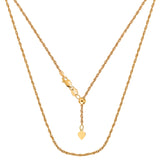 14k Yellow Gold Adjustable Rope Chain Necklace, 1.0mm, 22"