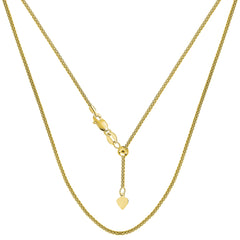14 karat gul guld Justerbar Popcorn Link Chain Halskæde, 1,3 mm, 22" fine designersmykker til mænd og kvinder