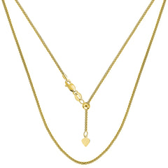 Collana a catena a maglie popcorn regolabile in oro giallo 14k, 1,3 mm, 22" gioielli di design per uomini e donne