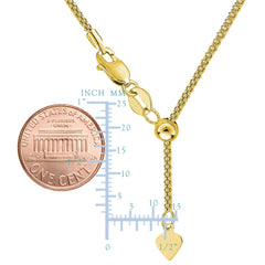 Collana a catena a maglie popcorn regolabile in oro giallo 14k, 1,3 mm, 22" gioielli di design per uomini e donne