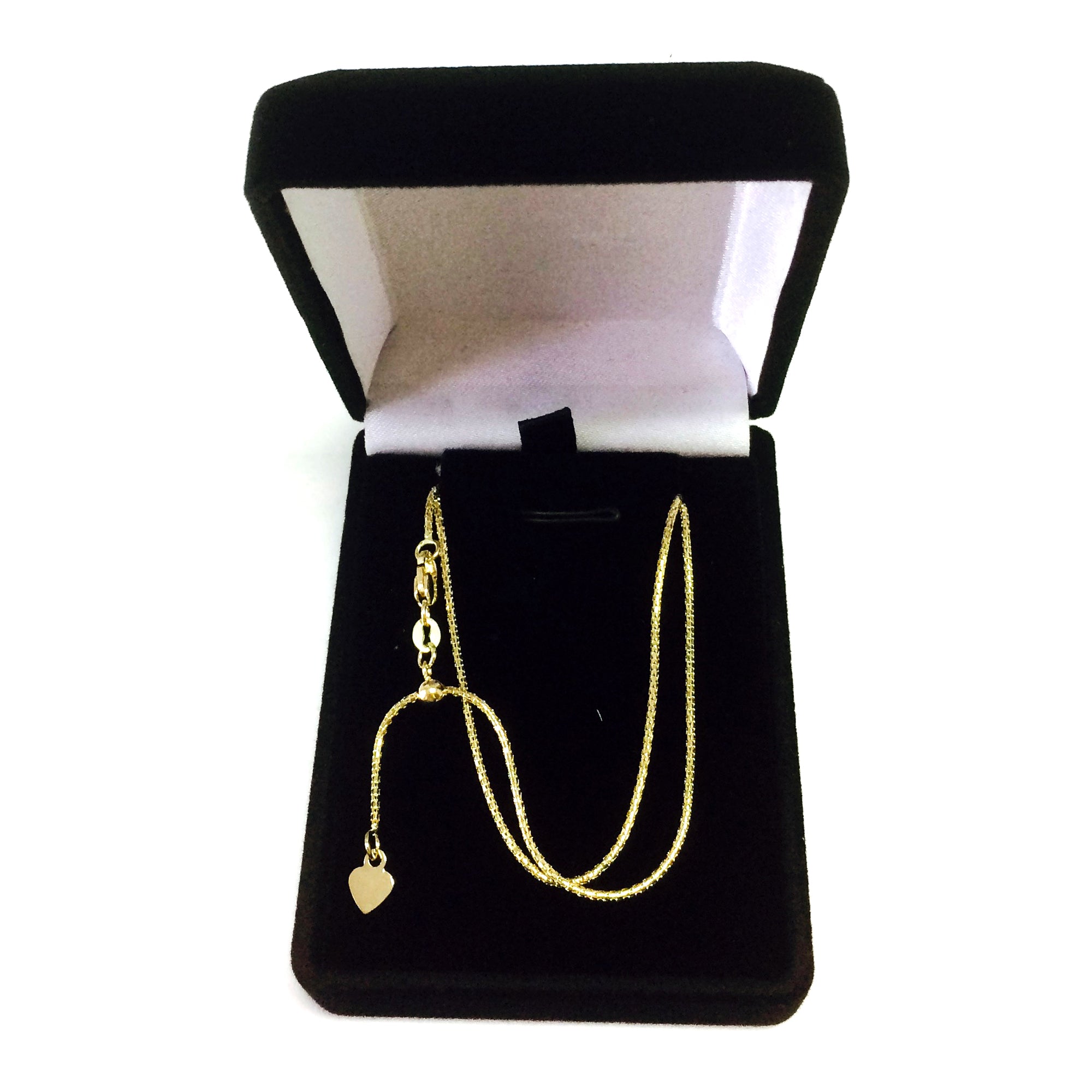 Collana a catena a maglie popcorn regolabile in oro giallo 14k, 1,3 mm, 22" gioielli di design per uomini e donne