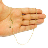 14k Yellow Gold Adjustable Popcorn Link Chain Necklace, 1.3mm, 22"