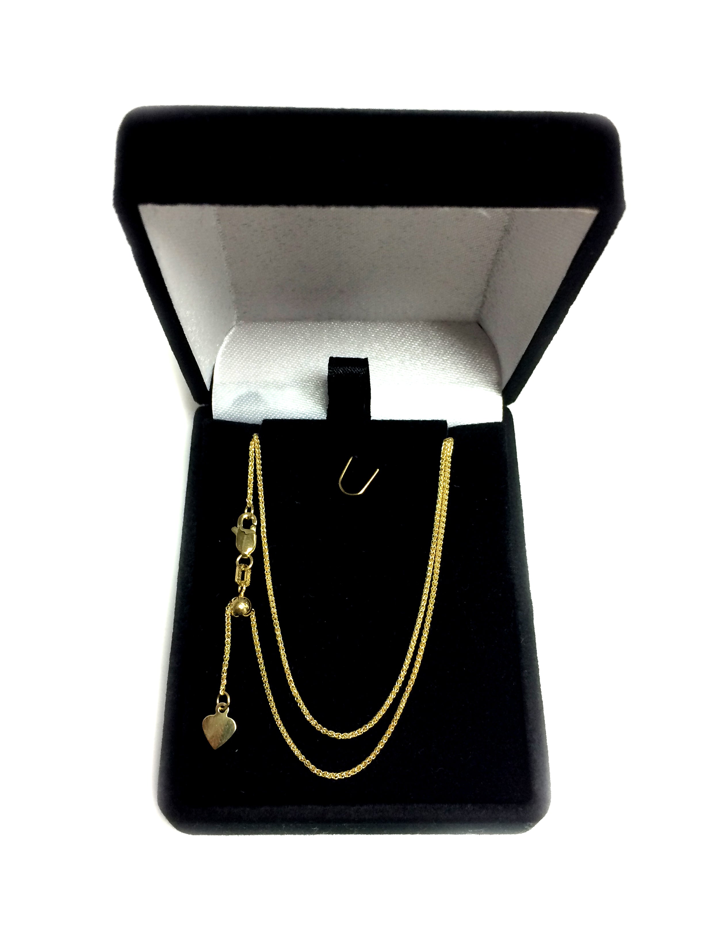 Collar de cadena de trigo ajustable de oro amarillo de 14 quilates, 1,0 mm, 22 pulgadas, joyería fina de diseño para hombres y mujeres