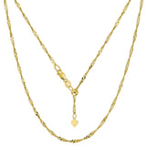 14k Yellow Gold Adjustable Singapore Link Chain Necklace, 1.15mm, 22"