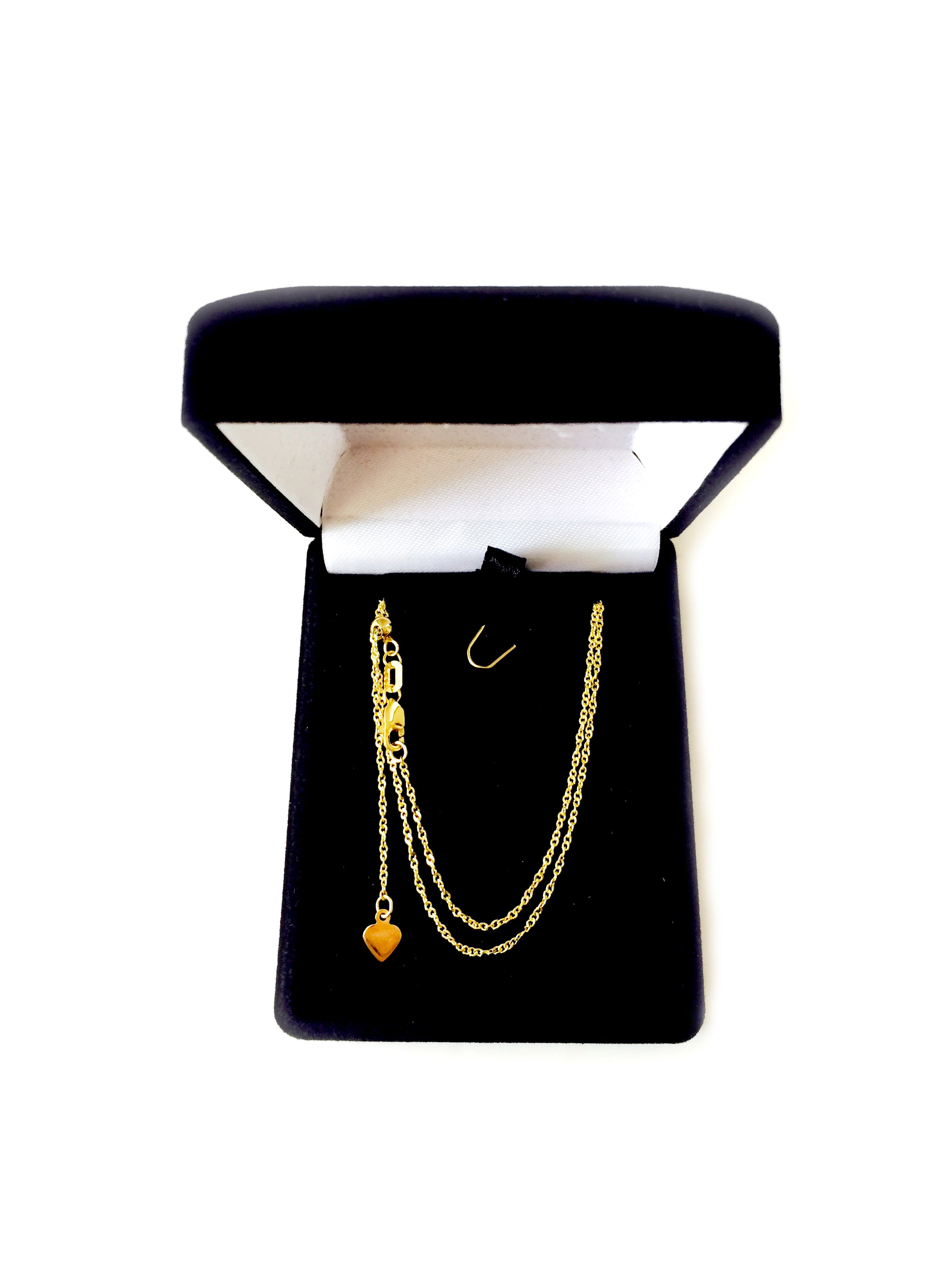 Collier chaîne à maillons réglable en or jaune 14 carats, 1,15 mm, 22 po, bijoux de créateurs fins pour hommes et femmes