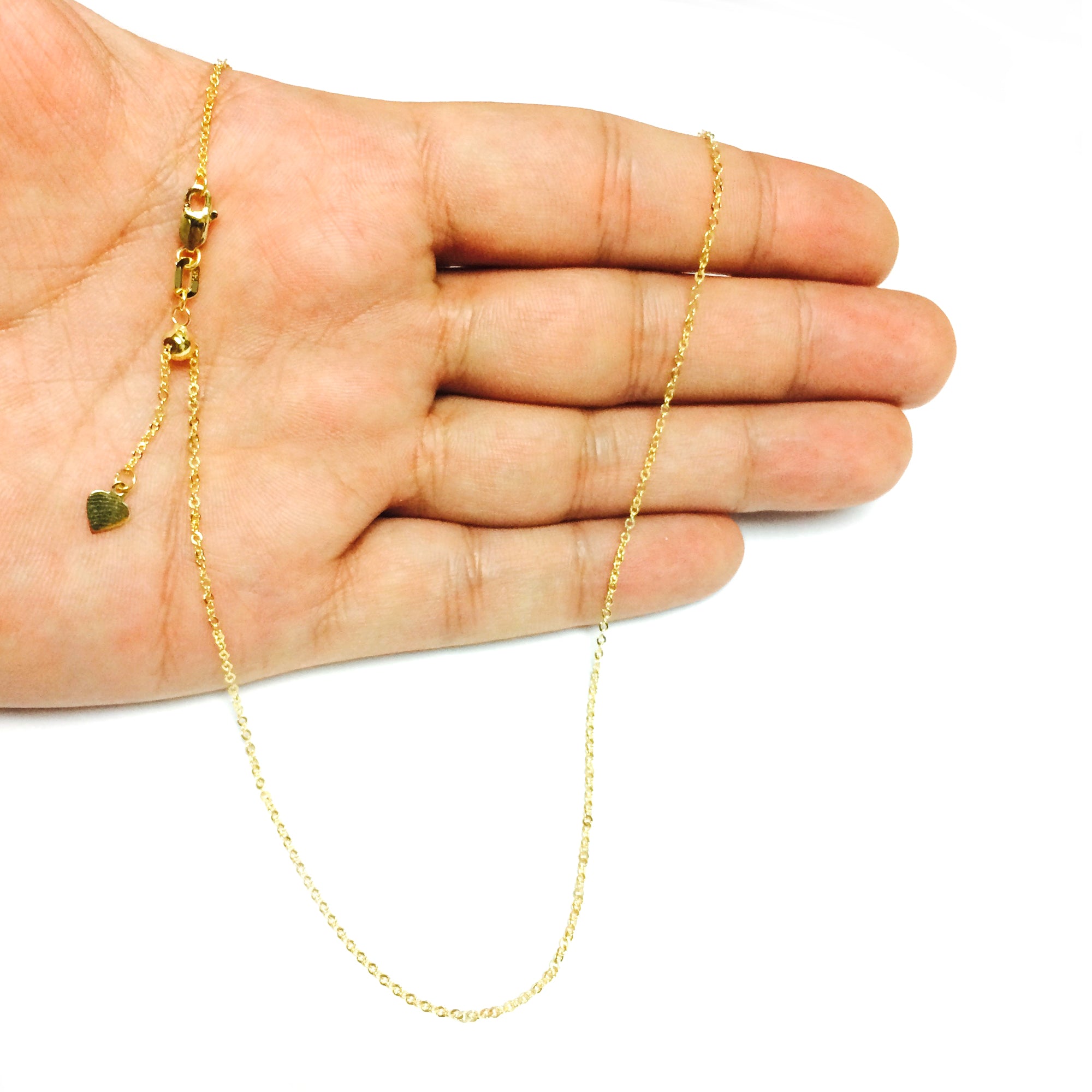 Collana a catena a maglie Singapore regolabile in oro giallo 14k, 1,15 mm, 22" gioielli di design per uomini e donne