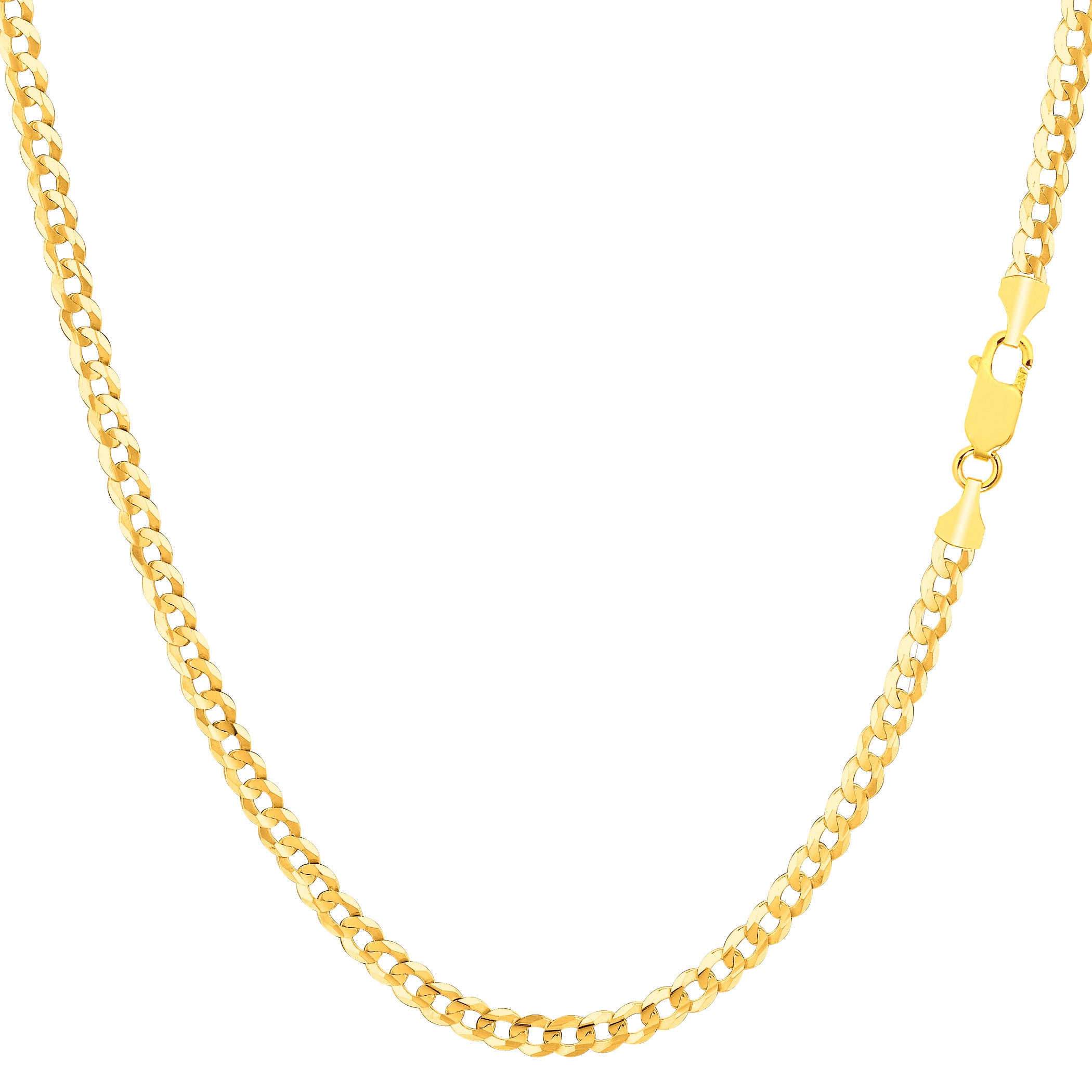 14k gult gull Comfort Curb Chain Halskjede, 2,7 mm fine designersmykker for menn og kvinner