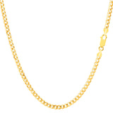 14k Yellow Solid Gold Comfort Curb Chain Bracelet, 2.7mm, 10"