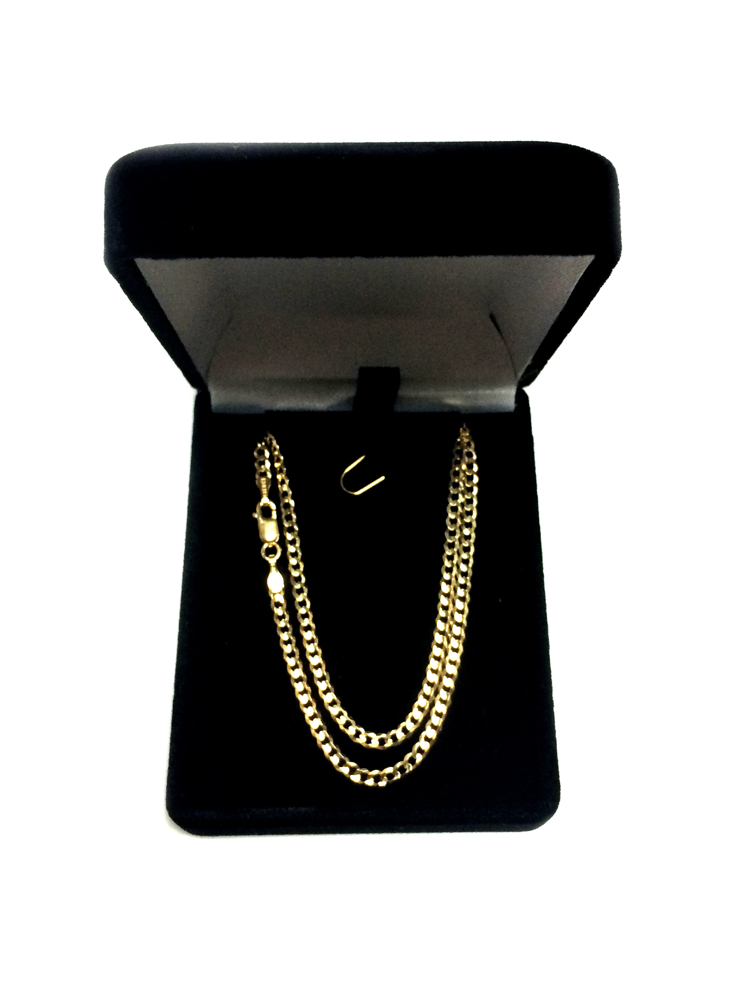 14k gult guld Comfort Curb Chain Halsband, 2,7 mm fina designersmycken för män och kvinnor
