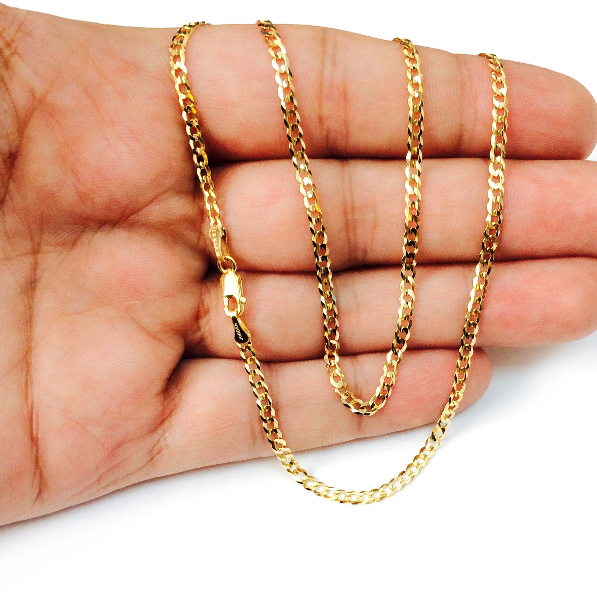 Collier chaîne gourmette confort en or jaune 14 carats, bijoux de créateur fins de 2,7 mm pour hommes et femmes