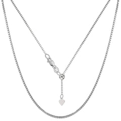 14k White Gold Adjustable Box Link Chain Necklace, 1.15mm, 22"
