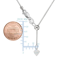 14k White Gold Adjustable Octagonal Snake Chain Necklace, 0.85mm, 22"
